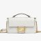 Fendi Baguette Chain Midi Bag In FF Motif Nappa Leather White