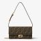 Fendi Baguette Wallet On Chain In FF Motif Fabric Brown