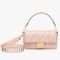 Fendi Baguette Bag with Laser Cut Strap In FF Motif Canvas Pink
