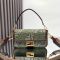 Fendi Baguette Bag In FF Fish-Eye Motif Canvas Green