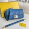 Fendi Baguette Bag In FF Motif Nappa Leather Blue