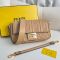 Fendi Baguette Bag In FF Motif Nappa Leather Brown