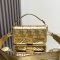 Fendi Baguette Bag In FF Motif Nappa Leather Gold