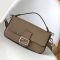 Fendi Baguette Selleria Bag In Cuoio Romano Leather with Topstitches Coffee