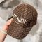 Fendi Baseball Cap In FENDI ROMA FF Shadow Intarsia Motif Canvas Brown/White