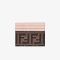 Fendi Card Holder In FF Motif Nappa Leather Pink