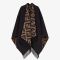 Fendi Reversible Poncho In FF Motif Wool and Cashmere Black