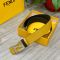 Fendi FF Buckle Reversible Belt In Calfskin Yellow/Silver