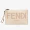 Fendi Large Flat Clutch In FENDI ROMA Motif Calfskin White