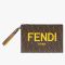 Fendi Medium Flat Clutch In FENDI ROMA Motif Fabric Brown