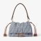 Fendi Medium Mamma Baguette Bag In FF Motif Denim Blue/Brown
