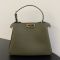 Fendi Medium Peekaboo Soft Bag In Leather Olive