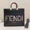 Fendi Medium Sunshine Shopper Bag In Python FENDI ROMA Motif Calfskin Black