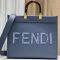Fendi Medium Sunshine Shopper Bag In Python FENDI ROMA Motif Calfskin Navy Blue
