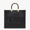 Fendi Medium Sunshine Shopper Bag In FENDI ROMA Motif Calfskin Black