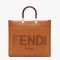 Fendi Medium Sunshine Shopper Bag In FENDI ROMA Motif Calfskin Brown