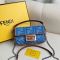 Fendi Mini Baguette Bag In FF Motif Denim Blue