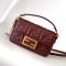 Fendi Mini Baguette Bag In FF Motif Nappa Leather Burgundy