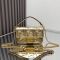 Fendi Mini Baguette Bag In FF Motif Nappa Leather Gold