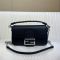 Fendi Mini Baguette Selleria Bag In Cuoio Romano Leather with Topstitches Black