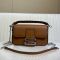 Fendi Mini Baguette Selleria Bag In Cuoio Romano Leather with Topstitches Brown