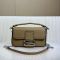 Fendi Mini Baguette Selleria Bag In Cuoio Romano Leather with Topstitches Khaki