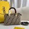 Fendi Mini By The Way Boston Bag In FF Motif Tapestry Grey