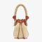 Fendi Mini Mon Tresor Bucket Bag with Straw Handle In FF Motif Straw Beige