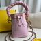 Fendi Mini Mon Tresor Bucket Bag with Woven Handle In FF Motif Canvas Pink