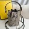 Fendi Mini Mon Tresor Bucket Bag In FF Motif Tapestry Grey
