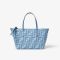 Fendi Mini Roll Shopper Bag In FF Jacquard and Striped Pequin Fabric Blue