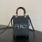 Fendi Mini Sunshine Shopper Bag In Python FENDI ROMA Motif Calfskin Black