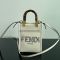Fendi Mini Sunshine Shopper Bag In Python FENDI ROMA Motif Calfskin White