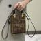 Fendi Mini Sunshine Shopper Bag In FENDI ROMA FF Motif Fabric Brown