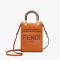 Fendi Mini Sunshine Shopper Bag In FENDI ROMA Motif Calfskin Brown