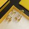 Fendi O'Lock Hoop Earrings In Metal with Crystals and Enamel Gold/White