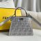 Fendi Petite Peekaboo ISeeU Bag In Crystals and FF Motif Calfskin Silver