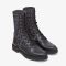 Fendi Rockoko Combat Boots Women Leather with FF Stretch Fabric Black