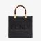 Fendi Small Sunshine Shopper Bag In FENDI ROMA Motif Calfskin Black