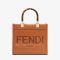 Fendi Small Sunshine Shopper Bag In FENDI ROMA Motif Calfskin Brown