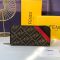 Fendi Zip Around Wallet In FF Motif Fabric Brown/Red
