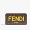 Fendi Zip Around Wallet In FENDI ROMA FF Motif Fabric Brown