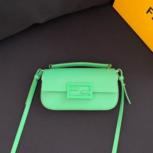 Fendi Baguette Phone Pouch In Calf Leather Green