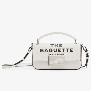 Fendi Baguette Phone Pouch In The Baguette Printed Nappa Leather White