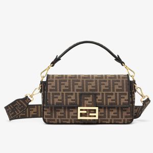 Fendi Baguette Bag In FF Motif Fabric Brown