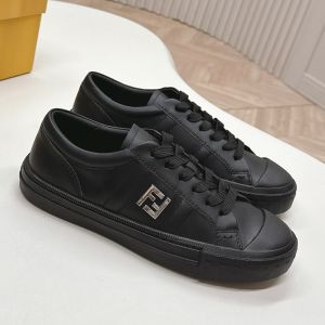 Fendi Domino Sneakers Unisex FF Detail Leather Black