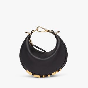 Fendi Nano Fendigraphy Hobo Bag Calf Leather Black
