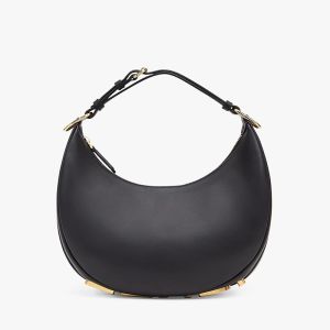 Fendi Small Fendigraphy Hobo Bag In Calfskin Black