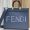 Fendi Medium Sunshine Shopper Bag In Python FENDI ROMA Motif Calfskin Navy Blue