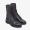 Fendi Rockoko Combat Boots Women Leather with FF Stretch Fabric Black